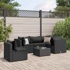 vidaXL Salon de jardin 6 pcs avec coussins Noir R&eacute;sine tress&eacute;e