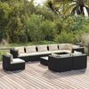 vidaXL Salon de jardin 10 pcs avec coussins R&eacute;sine tress&eacute;e Noir