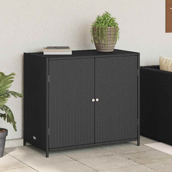 vidaXL Armoire de rangement de jardin noir 83x45x76 cm résine tressée