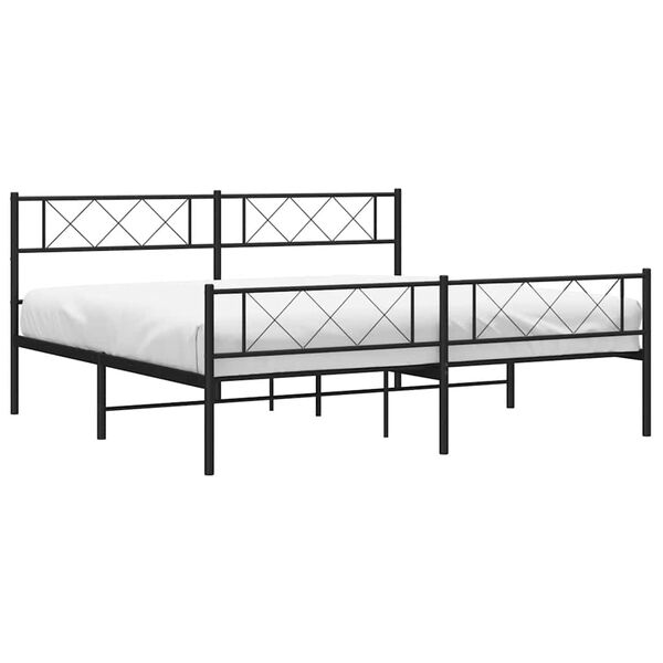 vidaXL Cadre de lit métal sans matelas avec pied de lit noir 193x203cm