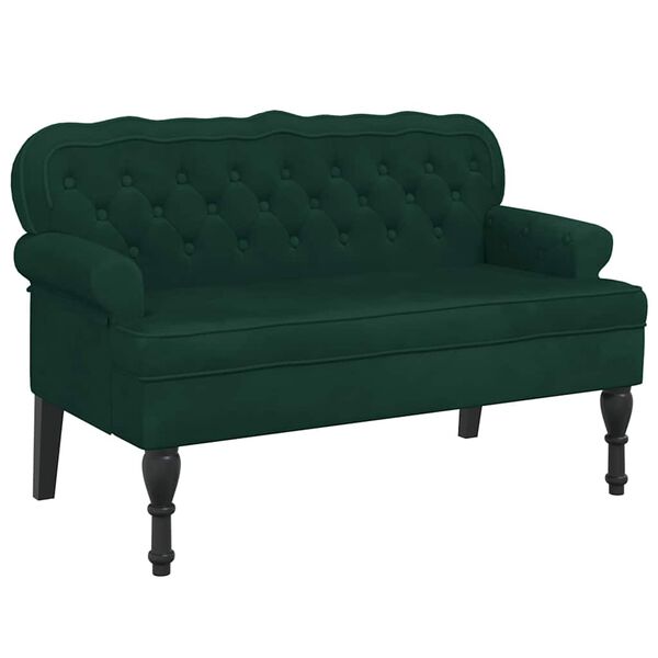 vidaXL Banc avec dossier vert fonc&eacute; 119,5x64,5x75 cm velours