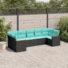 vidaXL Salon de jardin 7 pcs avec coussins noir r&eacute;sine tress&eacute;e