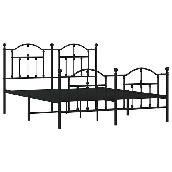 vidaXL Cadre de lit m&eacute;tal sans matelas avec pied de lit noir 150x200cm