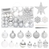 vidaXL Ensemble de boules de Noël 108 pcs Argenté et blanc