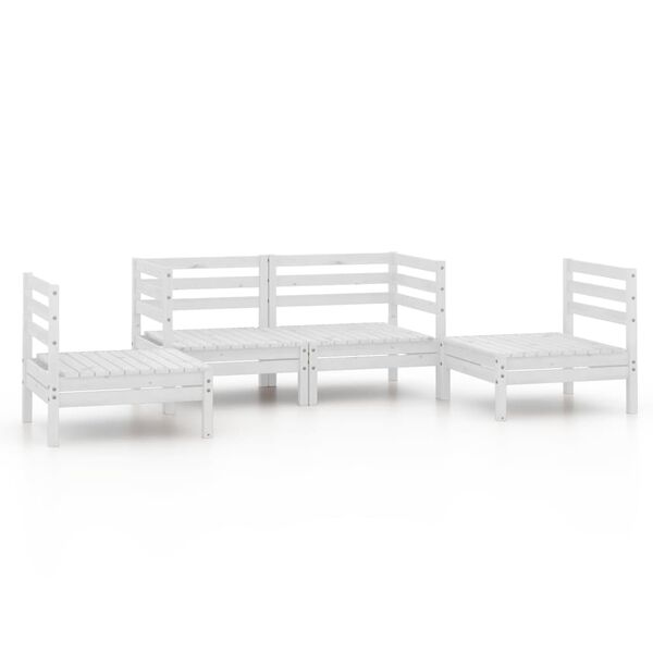 vidaXL Salon de jardin 4 pcs Blanc Bois de pin massif