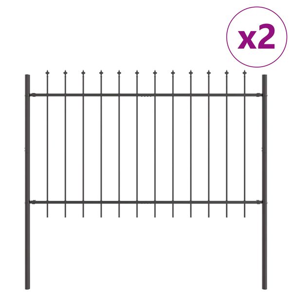 vidaXL Cl&ocirc;ture de jardin 2 pcs Gris 3,4 x 0,8 m Acier rev&ecirc;tu de poudre