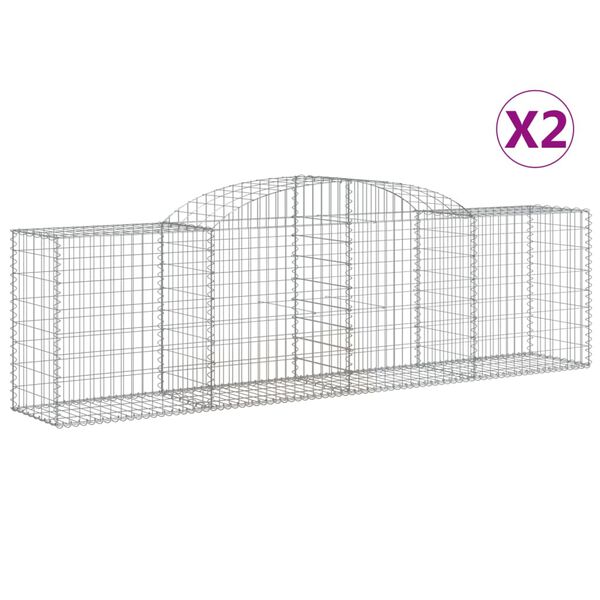 vidaXL Paniers &agrave; gabions arqu&eacute;s 2 pcs 300x50x80/100 cm fer galvanis&eacute;