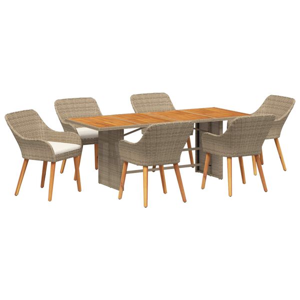 vidaXL Ensemble de salle à manger pour jardin 7 pcs Beige et marron