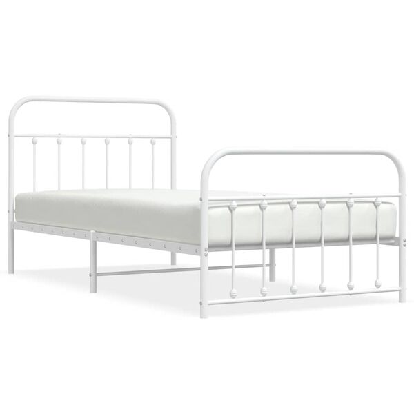 vidaXL Cadre de lit m&eacute;tal sans matelas et pied de lit blanc 100x200 cm