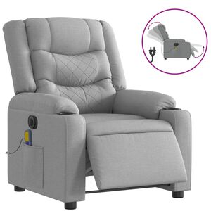 vidaXL Fauteuil inclinable de massage &eacute;lectrique gris clair tissu