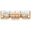 vidaXL Salon de jardin 7 pcs avec coussin Cr&egrave;me Bois d'acacia solide