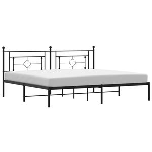 vidaXL Cadre de lit métal sans matelas avec tête de lit noir 193x203cm