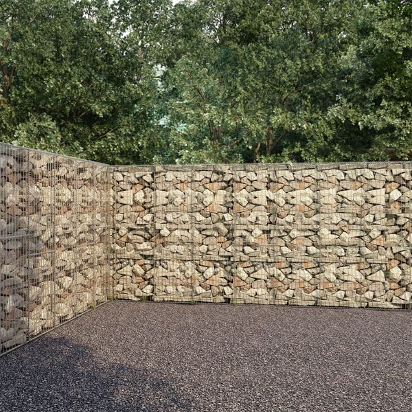vidaXL Mur &agrave; gabion avec couvercles Acier galvanis&eacute; 900x50x200 cm