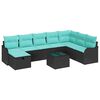 vidaXL Ensemble de Canap&eacute;s 9 pcs Noir et turquoise polyrotin