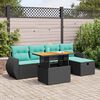 vidaXL Salon de jardin avec coussins 6pcs marron r&eacute;sine tress&eacute;e acacia