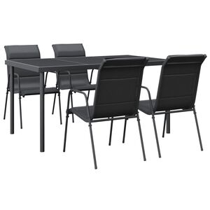 vidaXL Ensemble à manger de jardin 5 pcs noir textilène et acier