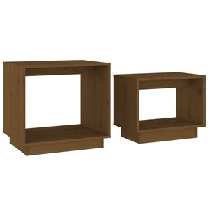 vidaXL Tables basses gigognes 2 pcs Marron miel Bois de pin massif