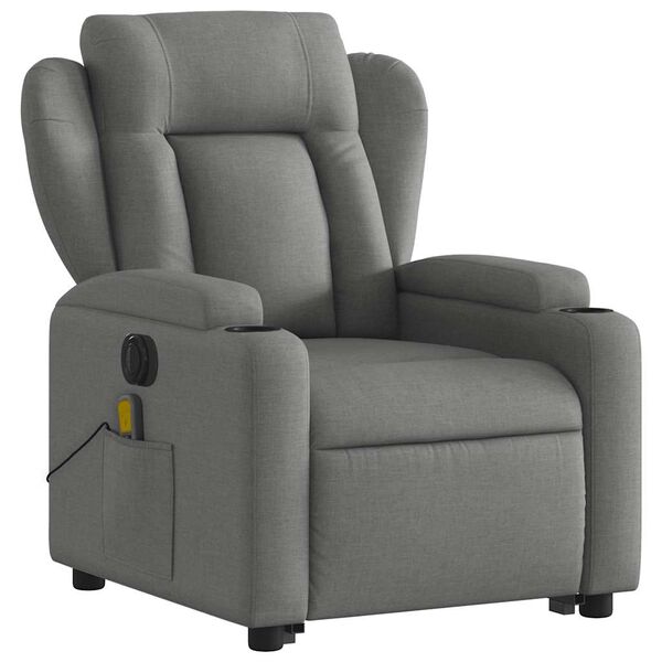vidaXL Fauteuil inclinable de massage électrique gris foncé tissu