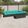 vidaXL Salon de jardin 10 pcs avec coussins noir r&eacute;sine tress&eacute;e
