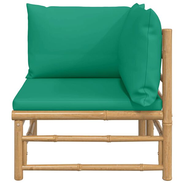 vidaXL Canapé d'angle de jardin avec coussins vert bambou