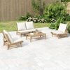 vidaXL Salon de jardin 4 pcs avec coussins blanc cr&egrave;me bambou