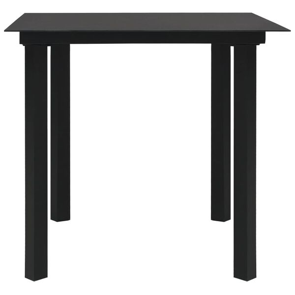 vidaXL Table &agrave; d&icirc;ner de jardin Noir 80x80x74 cm Acier et verre