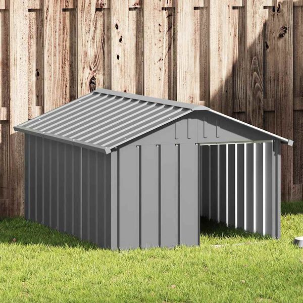 vidaXL Niche pour chien Gris 116,5x153x81,5 cm Acier galvanisé