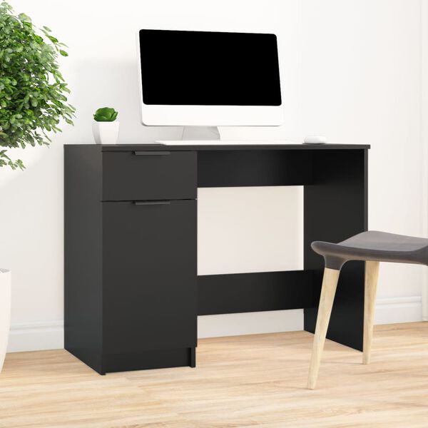 vidaXL Bureau noir 100x50x75 cm bois d'ingénierie