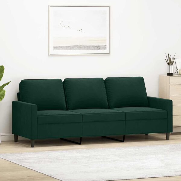 vidaXL Canap&eacute; &agrave; 3 places Vert fonc&eacute; 180 cm Velours