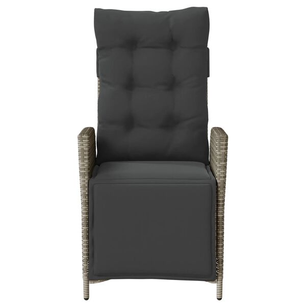vidaXL Chaise inclinable de jardin et repose-pied gris r&eacute;sine tress&eacute;e