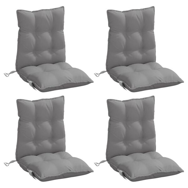 vidaXL Coussins de chaise &agrave; dossier bas lot de 4 gris tissu oxford
