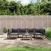 vidaXL Salon de jardin 7 pcs avec coussins anthracite r&eacute;sine tress&eacute;e