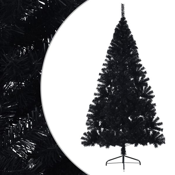 vidaXL Demi sapin de No&euml;l artificiel avec support Noir 210 cm PVC