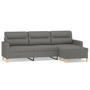 vidaXL Canap&eacute; &agrave; 3 places avec repose-pieds Gris fonc&eacute; 210 cm Tissu