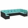 vidaXL Ensemble de canap&eacute; de jardin 11 pcs Noir et turquoise polyrotin