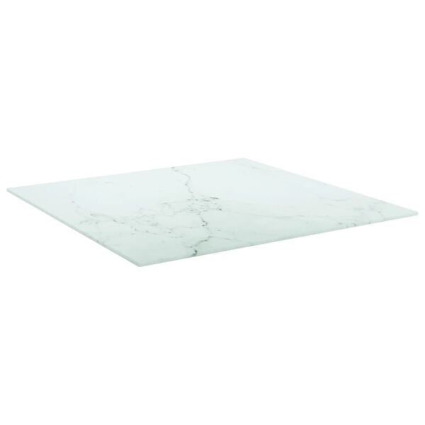vidaXL Dessus de table blanc 60x60 cm 6 mm verre tremp&eacute; design marbre
