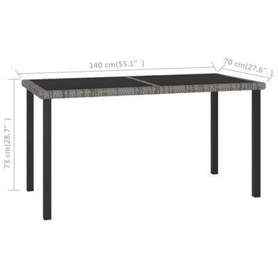 vidaXL Table à dîner de jardin Gris 140x70x73 cm Résine tressée