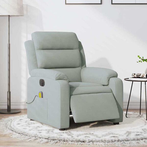 vidaXL Fauteuil inclinable de massage électrique gris clair velours