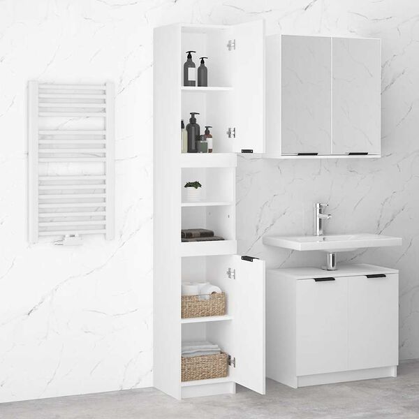 vidaXL Armoire de salle de bain blanc 32x34x188,5 cm bois d'ing&eacute;nierie