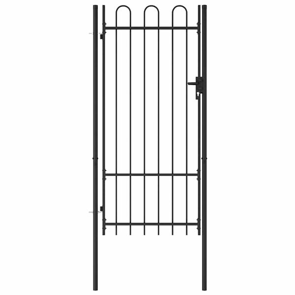 vidaXL Portillon simple porte avec dessus arqu&eacute; Acier 1x2 m Noir