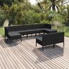 vidaXL Salon de jardin 9 pcs avec coussins R&eacute;sine tress&eacute;e Noir