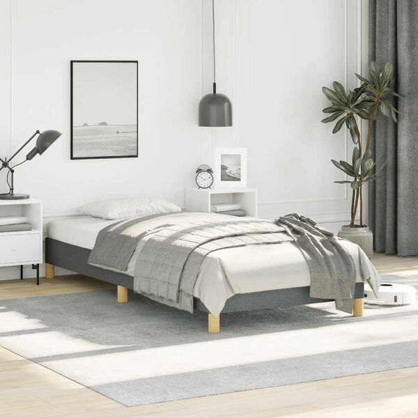 vidaXL Cadre de lit gris fonc&eacute; 100x190 cm tissu