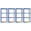 vidaXL &Eacute;tag&egrave;res &agrave; 4 niveaux 4 pcs Bleu Acier et bois d'ing&eacute;nierie