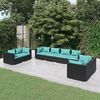 vidaXL Salon de jardin 8 pcs avec coussins R&eacute;sine tress&eacute;e Noir