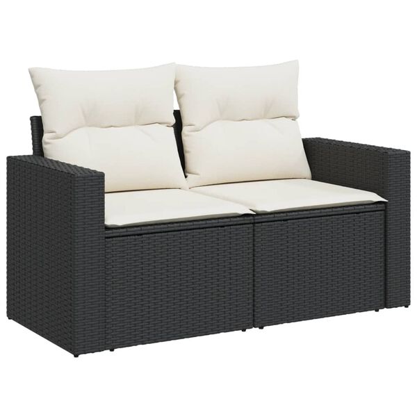 vidaXL Salon de jardin 10 pcs avec coussins noir r&eacute;sine tress&eacute;e