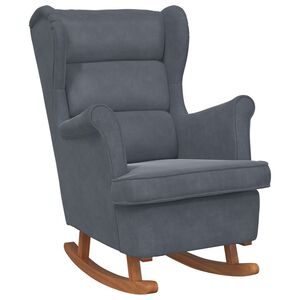 vidaXL Fauteuil à bascule à oreilles en velours gris foncé bois massif