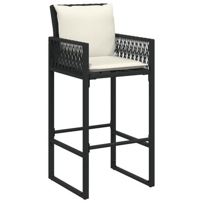 vidaXL Tabourets de bar jardin coussins lot de 2 noir résine tressée