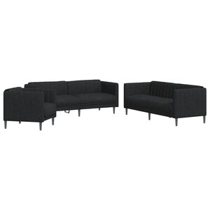 vidaXL Ensemble de canap&eacute;s 3 pcs noir tissu