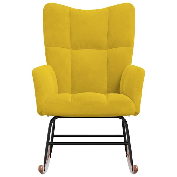 vidaXL Chaise &agrave; bascule Jaune moutarde Velours