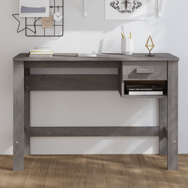 vidaXL Bureau HAMAR Gris clair 110x40x75 cm Bois massif de pin